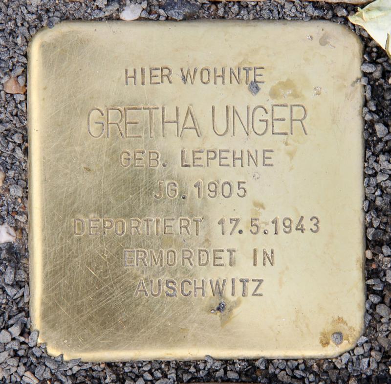 Stolperstein für Gretha Unger © OTFW