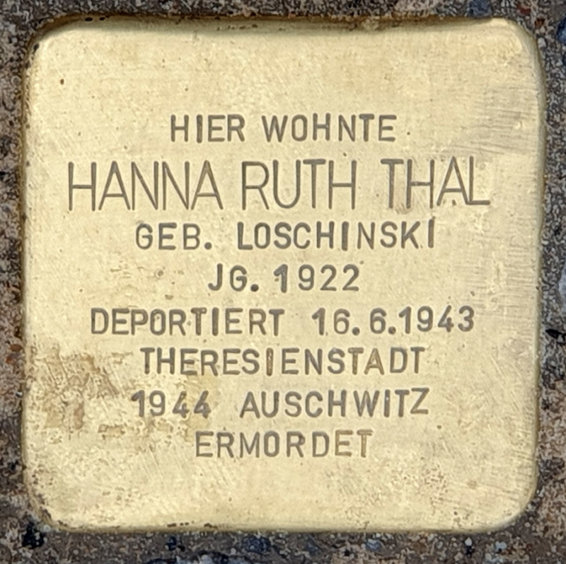 Stolperstein für Hanna Ruth Thal © OTFW