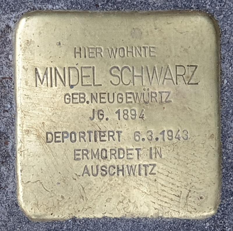 Stolperstein Mindel Schwarz, Foto: OTFW