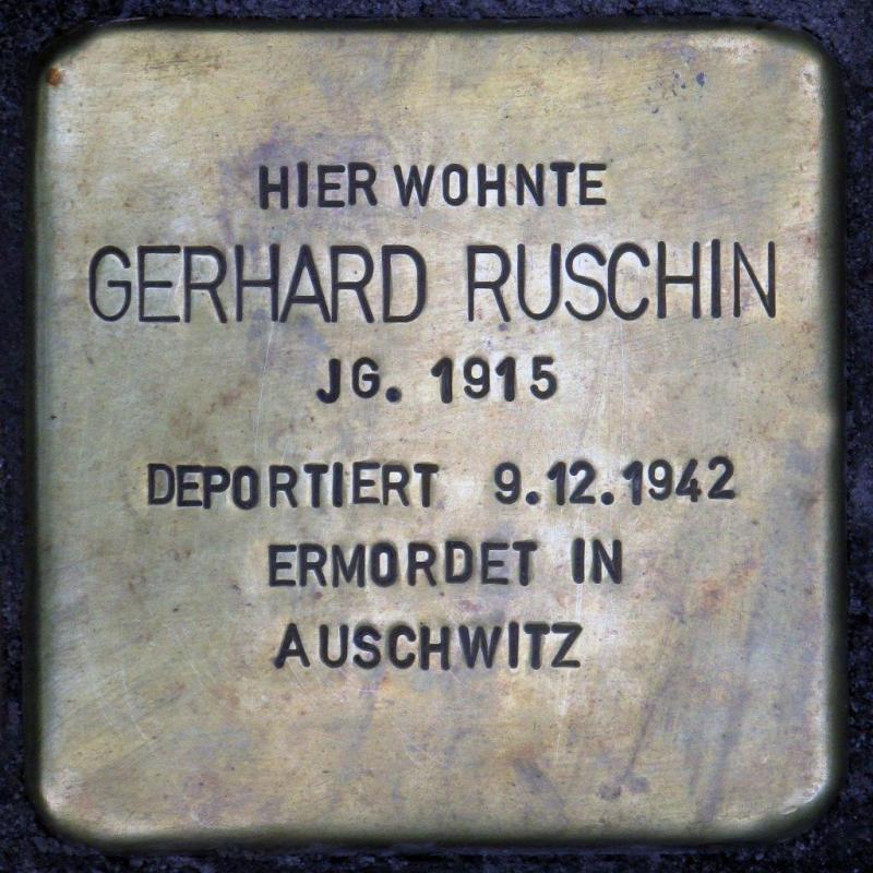 Stolperstein Gerhard Ruschin. Fotorechte: OTFW