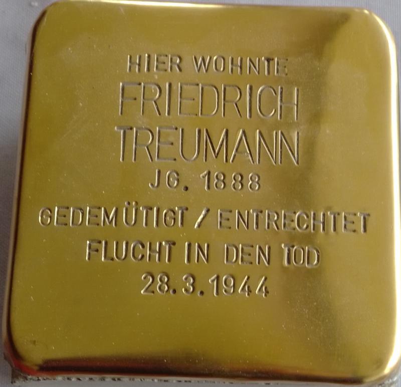 Stolperstein Friedrich Treumann (c/o Projekt-Stolpersteine)