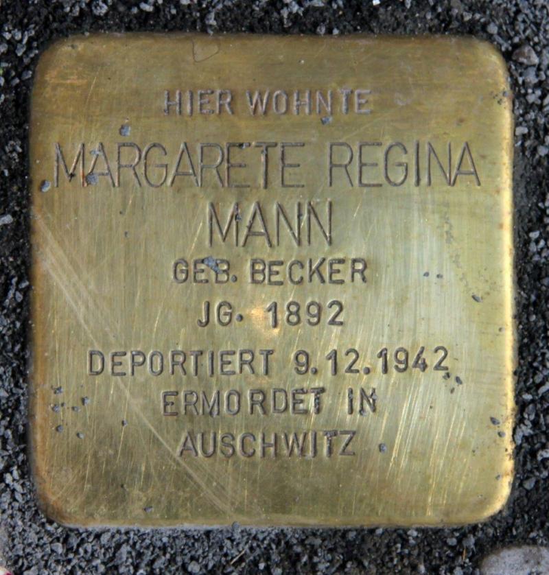 Stolperstein Margarete Regina Mann. Fotorechte: OTFW