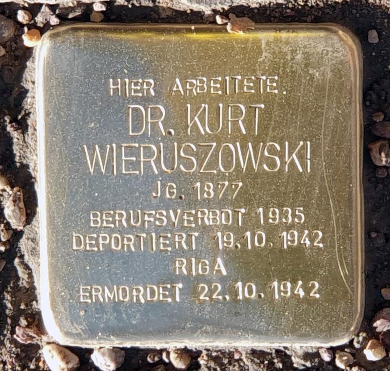 Stolperstein Dr. Kurt Wieruszowski © OTFW
