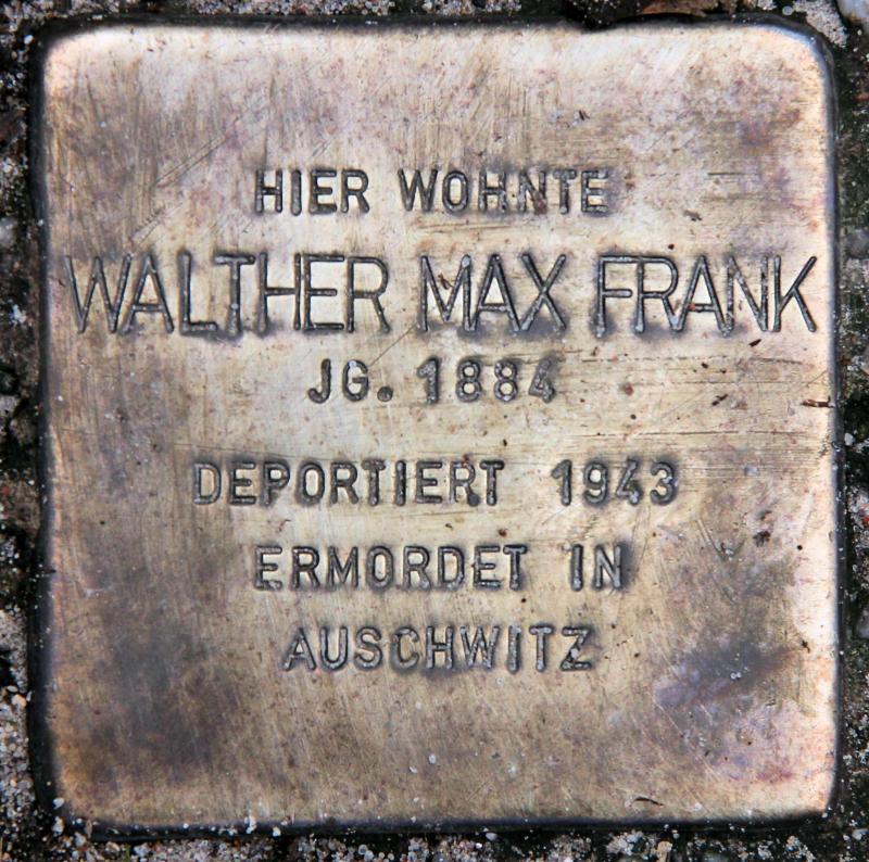 Stolperstein für Walther Max Frank.