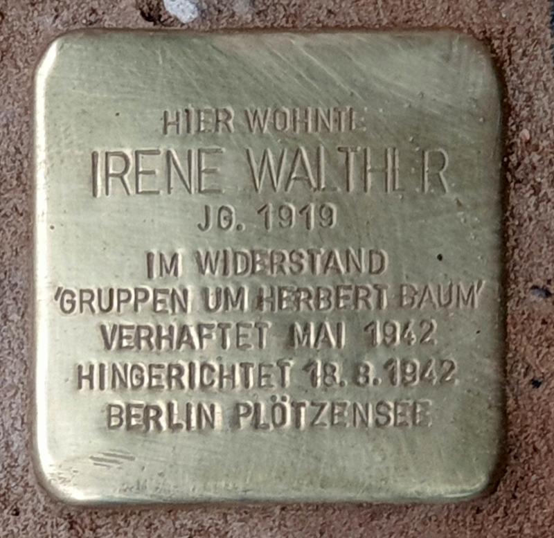 Stolperstein Irene Walther, Quelle: OTFW