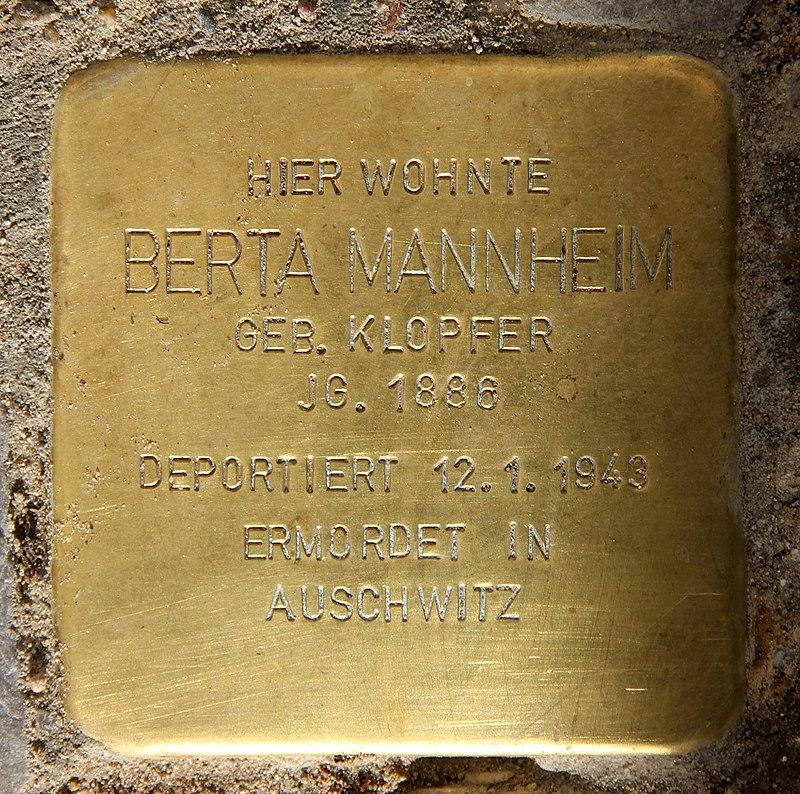 Stolperstein Berta Mannheim, Foto: OTFW