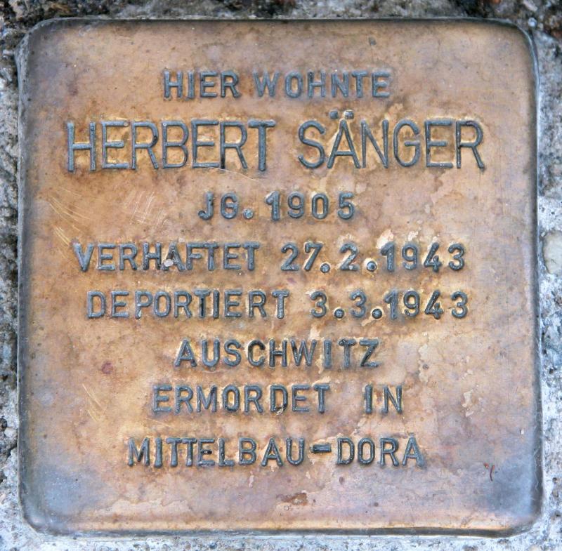 Stolperstein für Herbert Sänger.