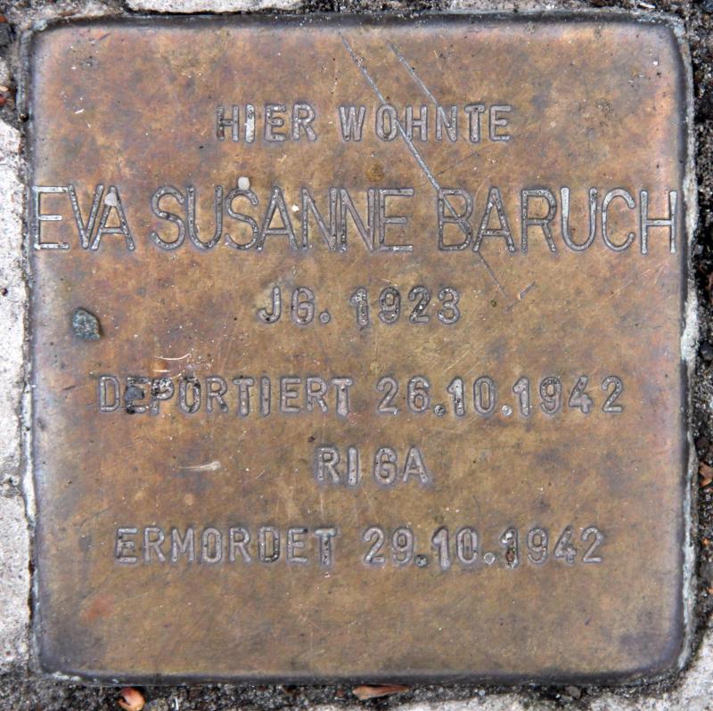 Stolperstein für Eva Susanne Baruch. Foto: OTFW.