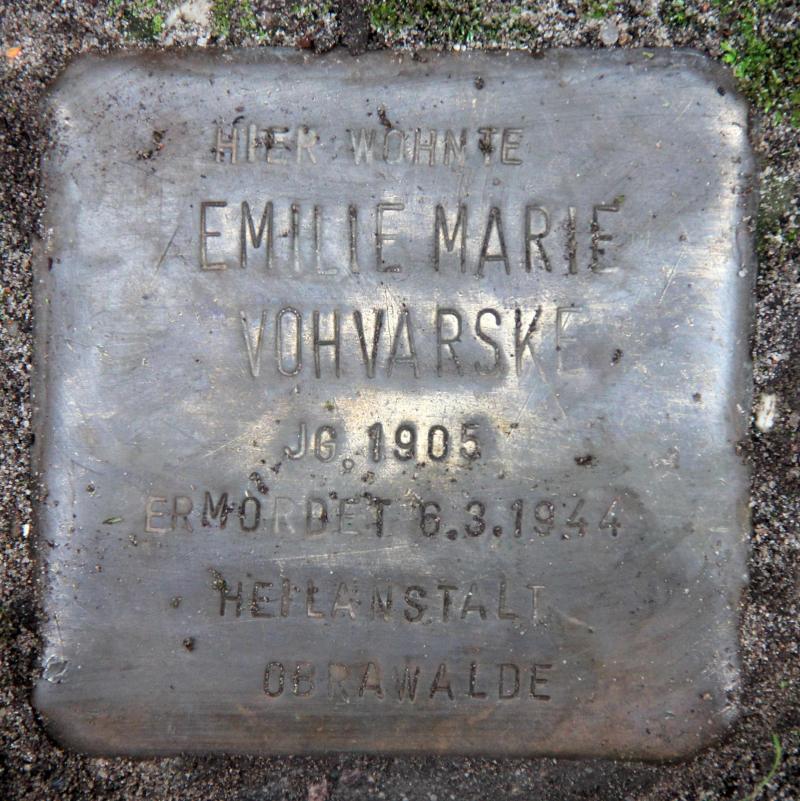 Stolperstein für Emilie Marie Vohvarske.