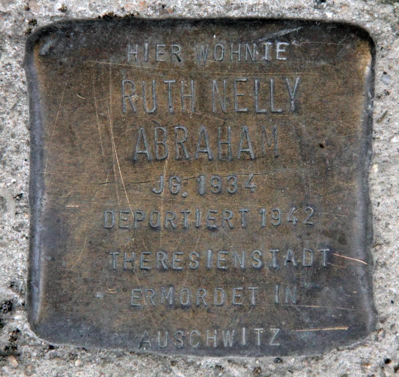Stolperstein für Ruth Nelly Abraham. Foto: OTFW Berlin