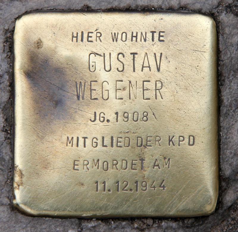 Stolperstein für Gustav Wegener.