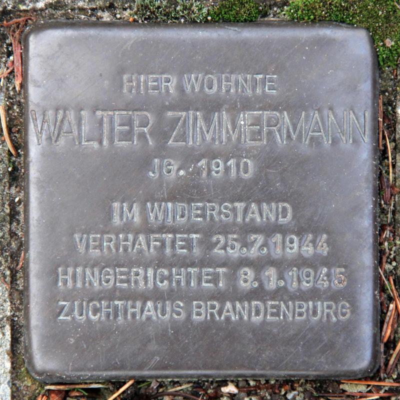 Stolperstein für Walter Zimmermann.