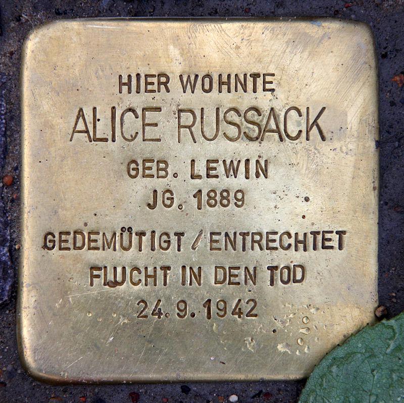 Stolperstein für Alice Russack, Foto: OTFW