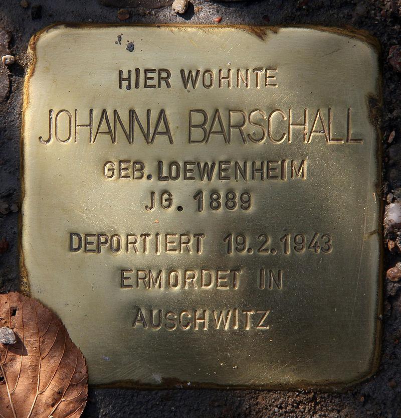 Stolperstein für Johanna Barschall, Toto: OTFW
