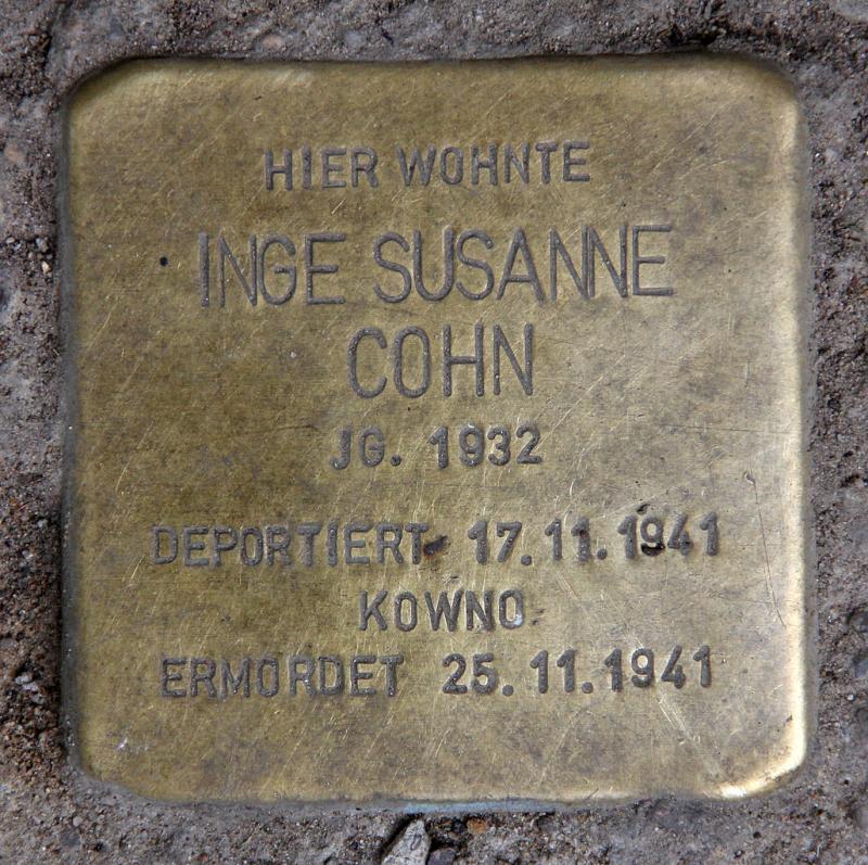 Stolperstein Inge Susanne Cohn © OTFW