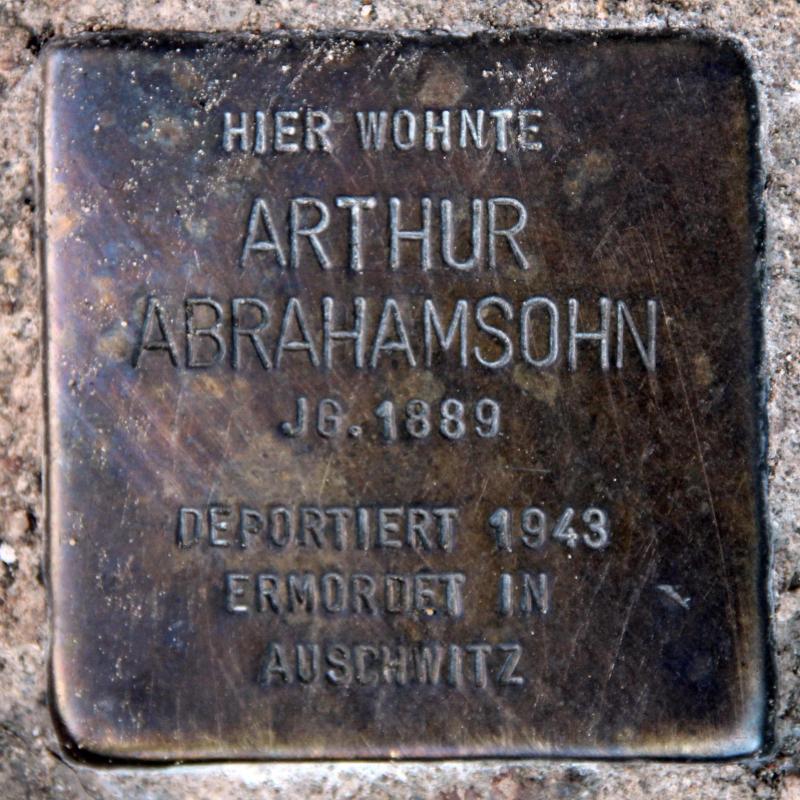 Stolperstein für Arthur Abrahamsohn.