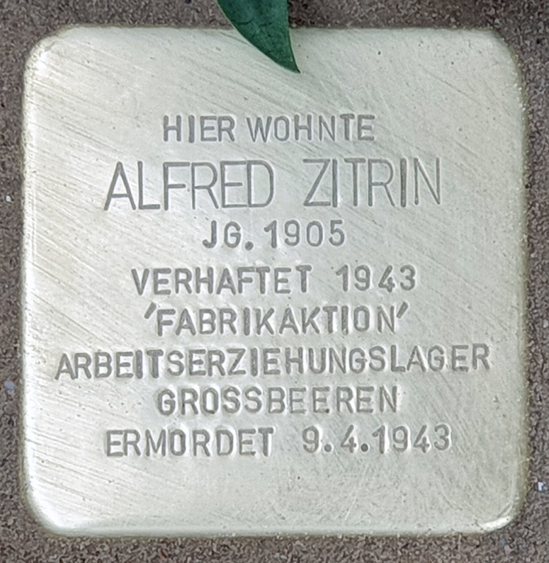 Stolperstein für Alfred Zitrin © OTFW