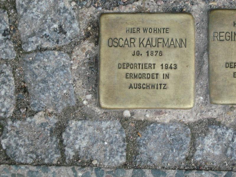 Stolperstein für Oscar Kaufmann. Copyright: MTS