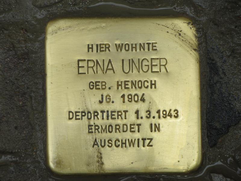 Stolperstein für Erna Unger © Initiative Charlottenburg-Wilmersdorf, April 2013
