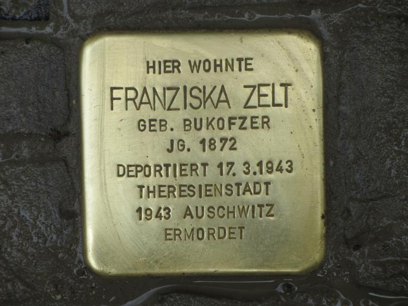 Stolperstein für Franziska Zelt ©  Initiative Charlottenburg-Wilmersdorf, April 2013