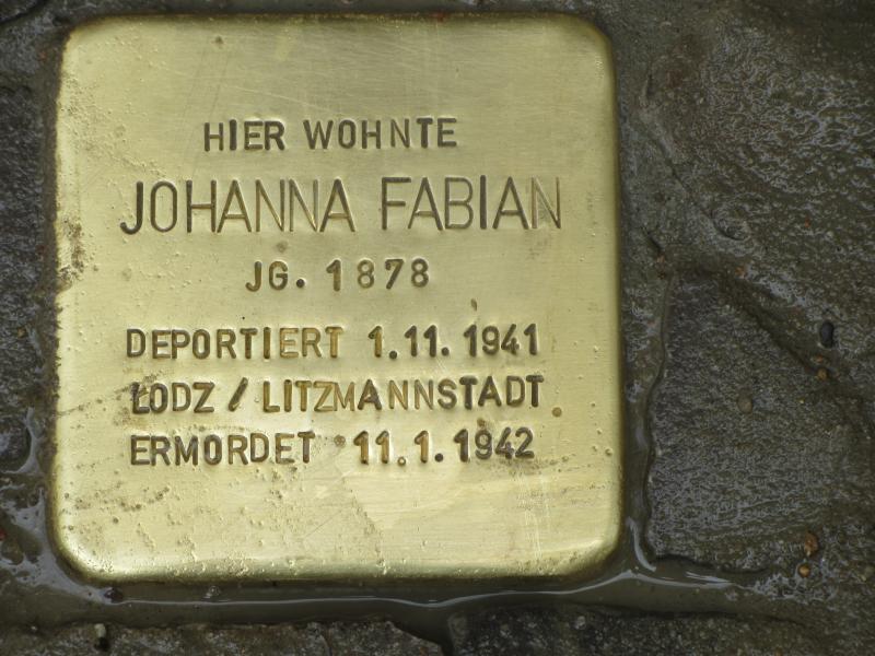 Stolperstein für Johanna Fabian © Initiative Charlottenburg-Wilmersdorf, April 2013