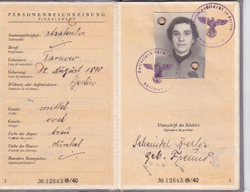 Passport Szeindel (Sabina) Zierler @ Familie