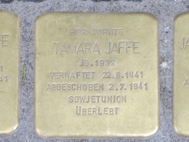 Stolperstein fü Tamara Jaffe. Copyright: MTS
