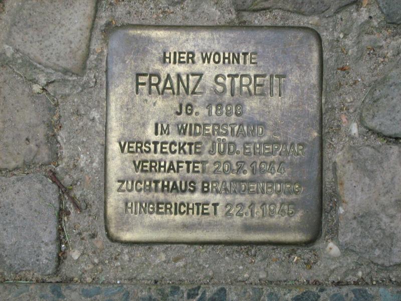 Stolperstein für Franz Streit. Copyright: MTS
