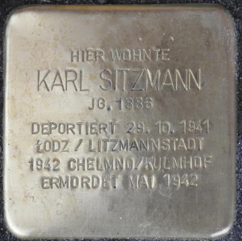 Stolperstein für Karl Sitzmann; Foto: Stolpersteine-Initiative CW, Hupka, 2020
