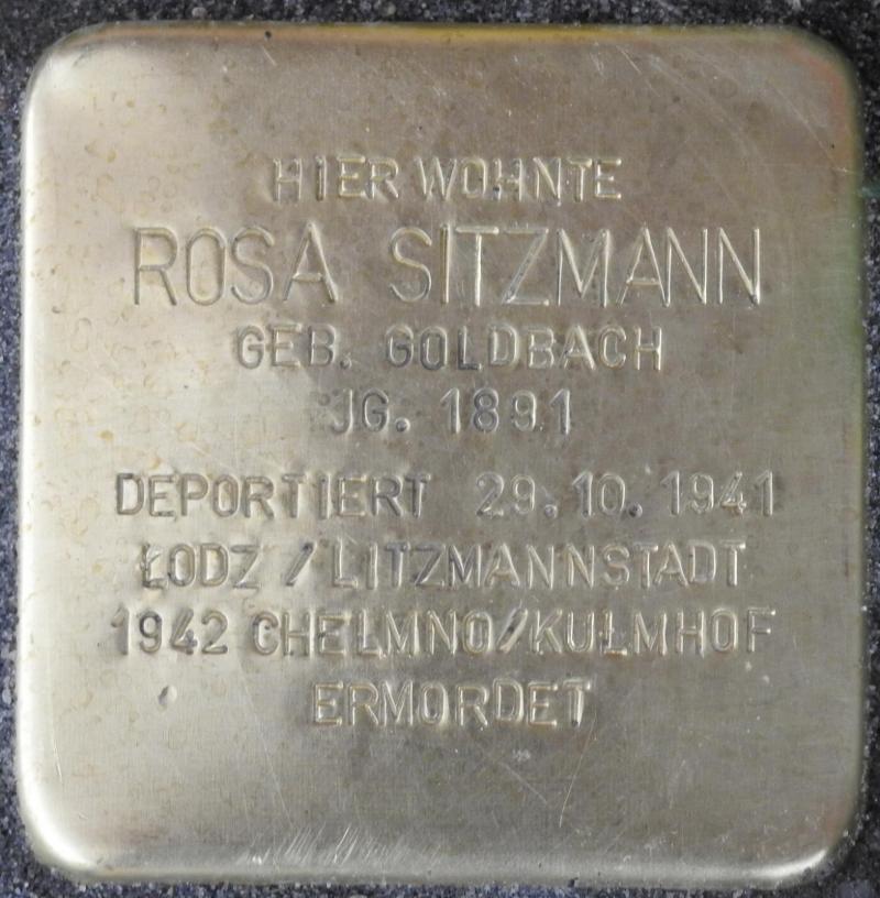 Stolperstein für Rosa Sitzmann; Foto: Stolpersteine-Initiative CW, Hupka, 2020