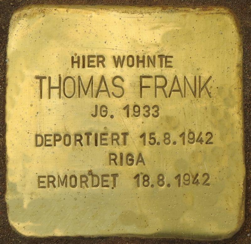 Stolperstein für Thomas Frank © H. J. Hupka