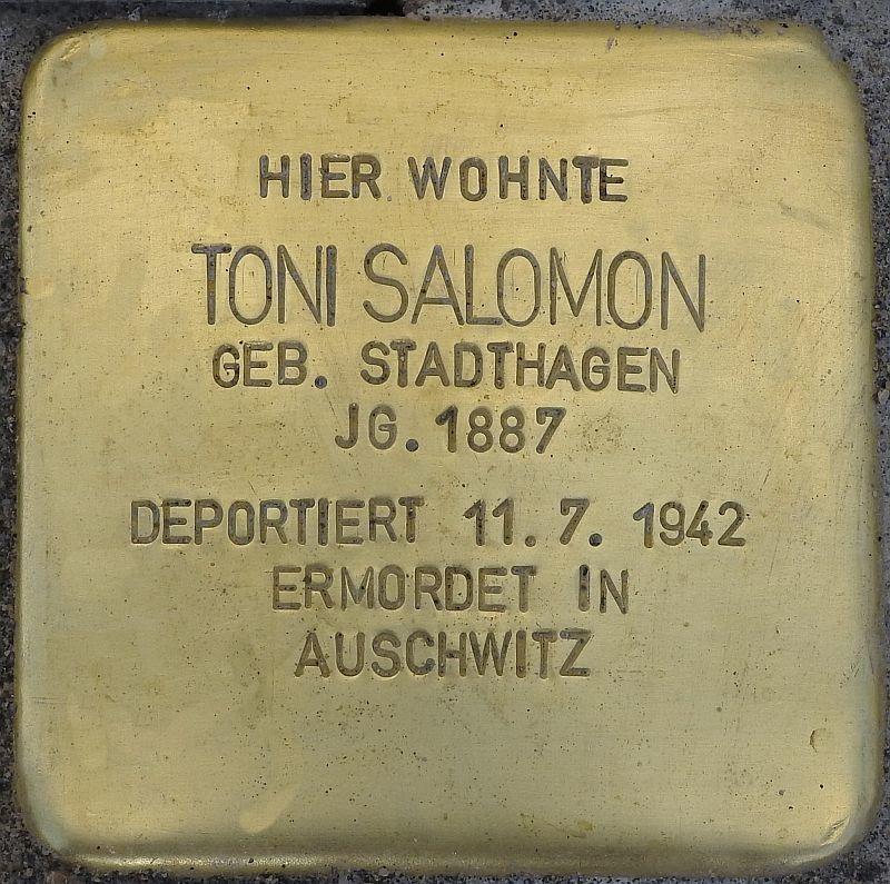 Stolperstein Toni Salomon © H. J. Hupka