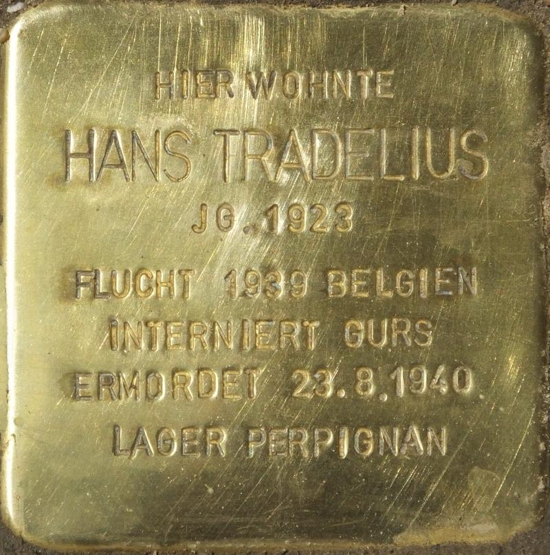Stolperstein für Hans Tradelius; Foto: H.-J.Hupka, 2015