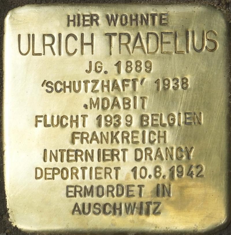 Stolperstein für Ulrich Tradelius; Foto: H.-J.Hupka, 2015