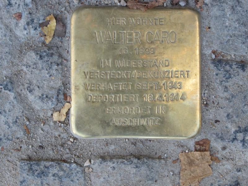 Stolperstein für Walter Caro. Foto: F.Siebold