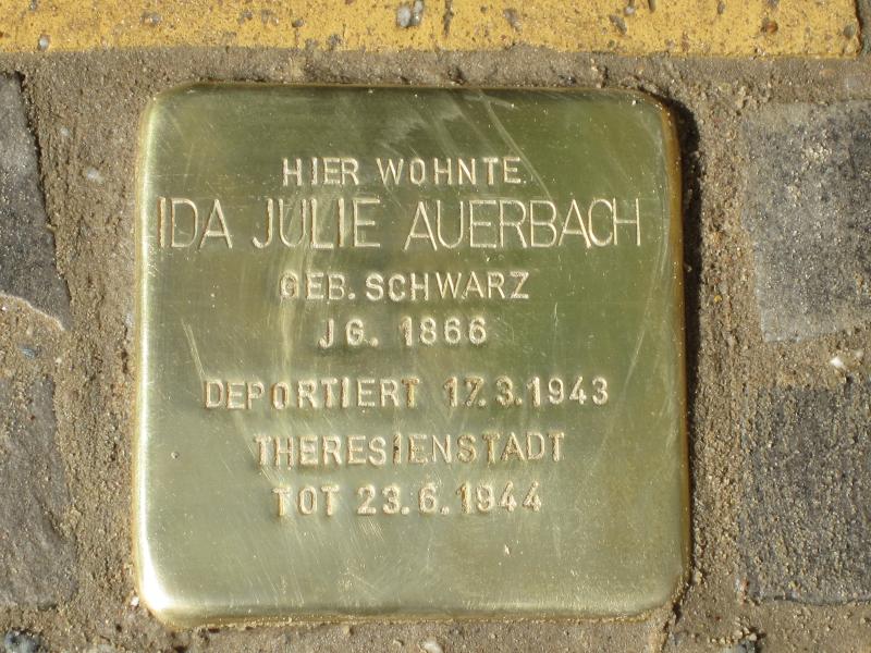 Stolperstein für Ida Julie Auerbach. Copyright: MTS