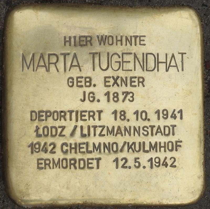 Stolperstein Marta Tugendhat, Bild: Stolperstein-Initiative CW / Hupka 