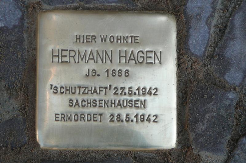 Stolperstein für Hermann Hagen Foto: Initiative Stolpersteine Charlottenburg-Wilmersdorf