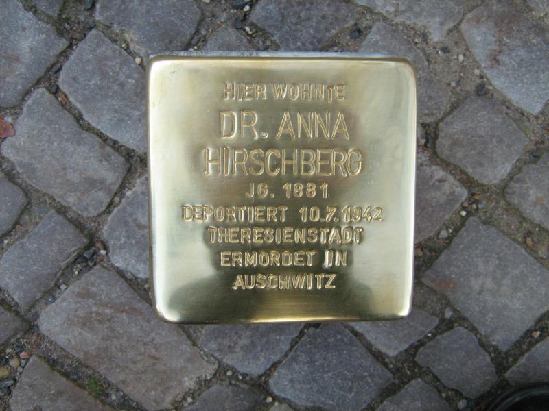 Stolperstein für Dr. Anna Hirschberg. Copyright: MTS