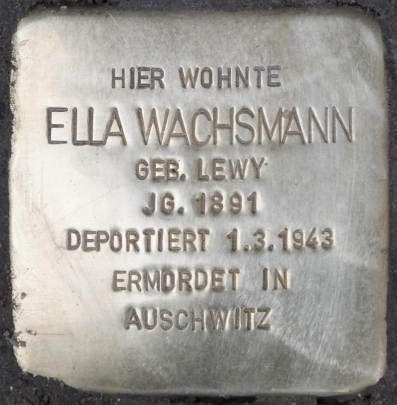 Stolperstein Ella Wachsmann Bild: Stolpersteine-Initiative CW, H.-J. Hupka