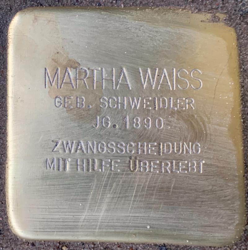 Stolperstein Martha Waiß © Hans-Wilhelm Saure