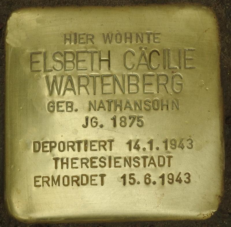 Stolperstein Elsbeth Cäcilie Wartenberg Bild: Stolperstein-Initiative Charlottenburg-Wilmersdorf/Hupka