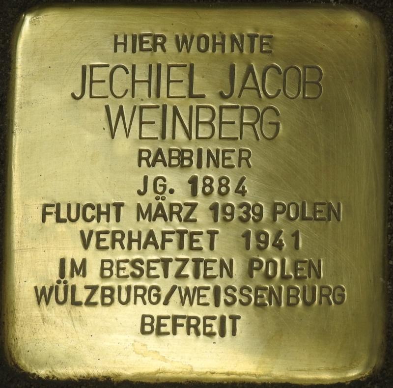 Stolperstein Jechiel Jacob Weinberg Bild: Stolpersteine-Initiative CW, Hupka