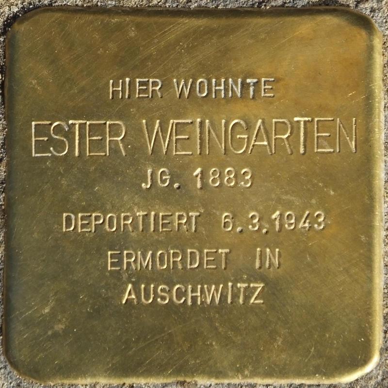 Stolperstein für Ester Weingarten, Foto: Stolpersteine Initiative CW, H.-J. Hupka, 2015