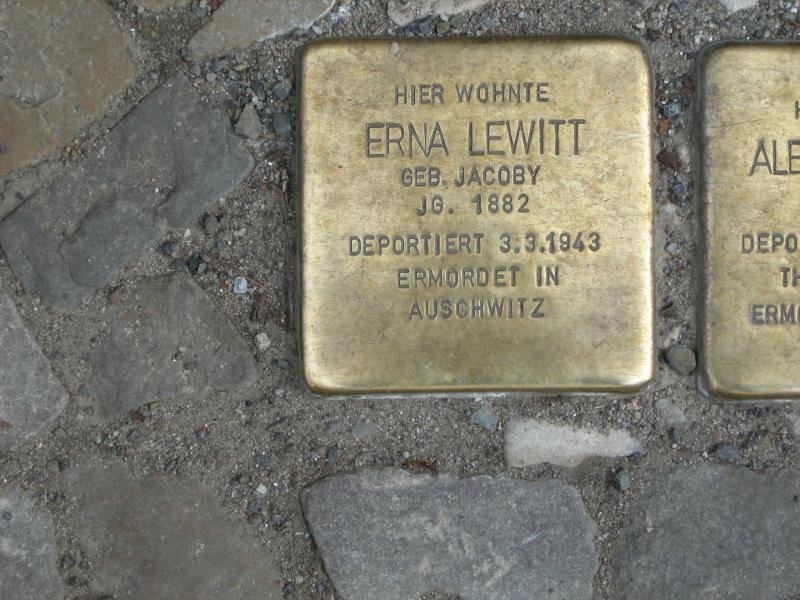 Stolperstein für Erna Lewitt. Copyright: MTS