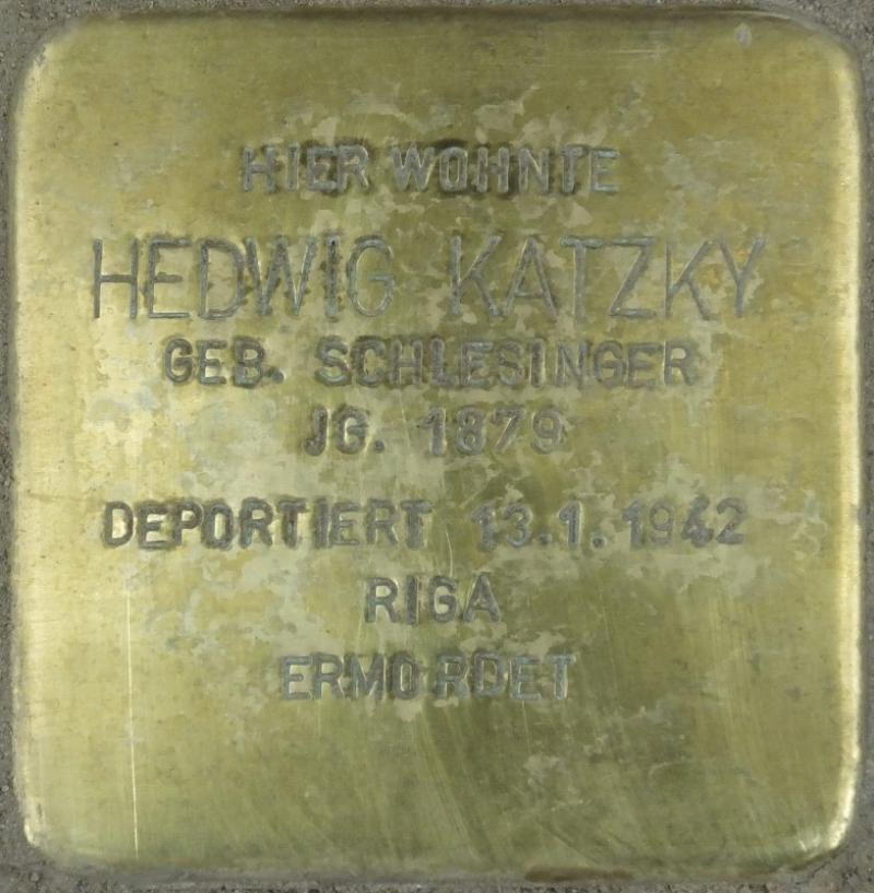 Stolperstein Hedwig Katzky Bild: Stolpersteine-Initiative CW, Hupka