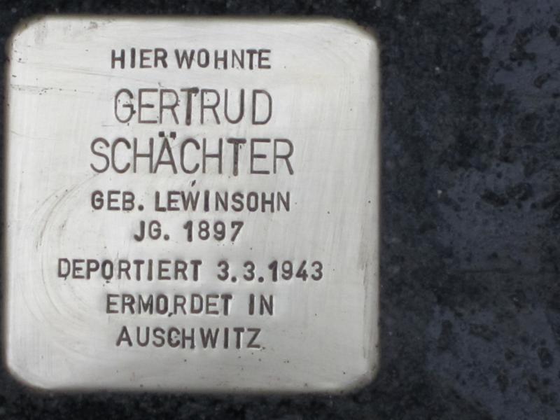 Stolperstein für Gertrud Schächter. Copyright: MTS