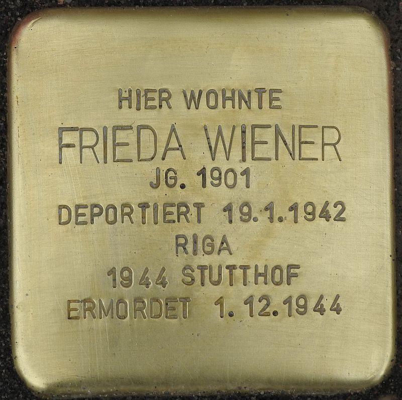 Stolperstein für Frieda Wiener © Stolpersteine-Initiative CW, Hupka