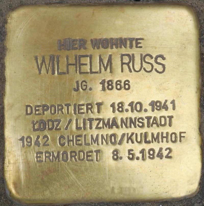 Stolperstein Wilhelm Russ Bild: Stolpersteine-Initiative CW, Hupka