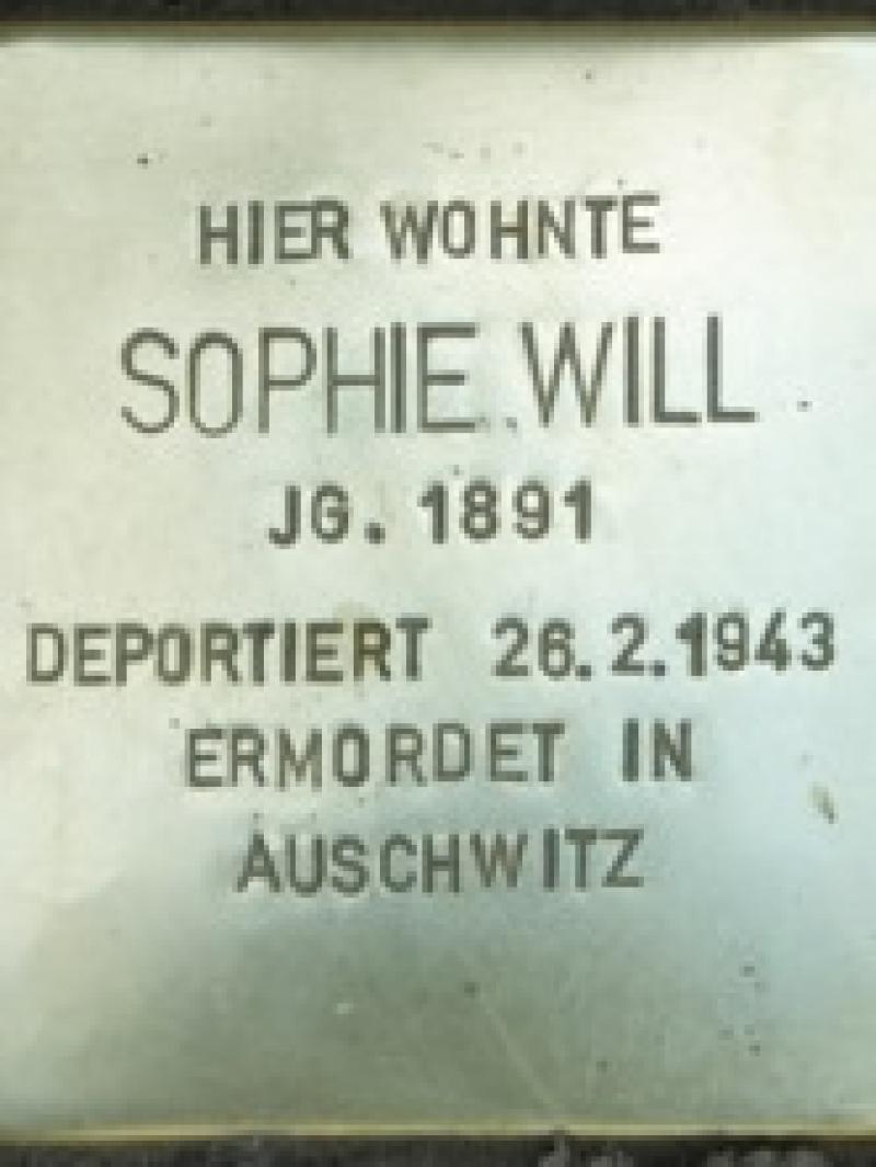 Stolperstein Sophie Will, Foto:H.-J. Hupka, 2014 Bild: H.-J. Hupka